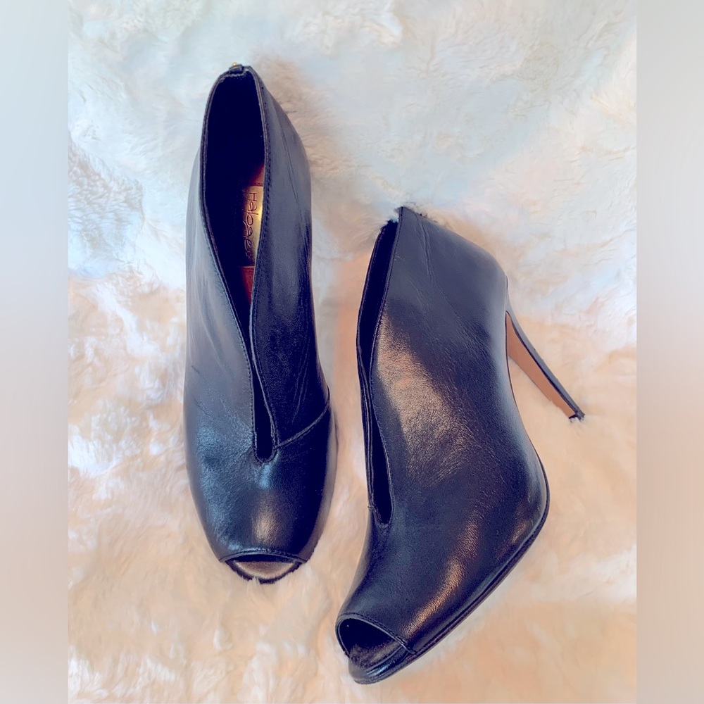 Halogen Black Leather Open Toe Bootie size 8.5 M